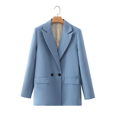 Blazer Oversize Doble Botonadura Color Sólido - Image 26