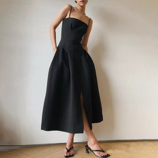 Vestido Negro con Tirantes Ajustables Estilo Temperamento - Image 9