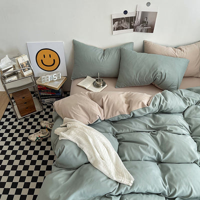 Juego de Cama de Algodón Lavado con Bloques de Color Coordinado - Image 11