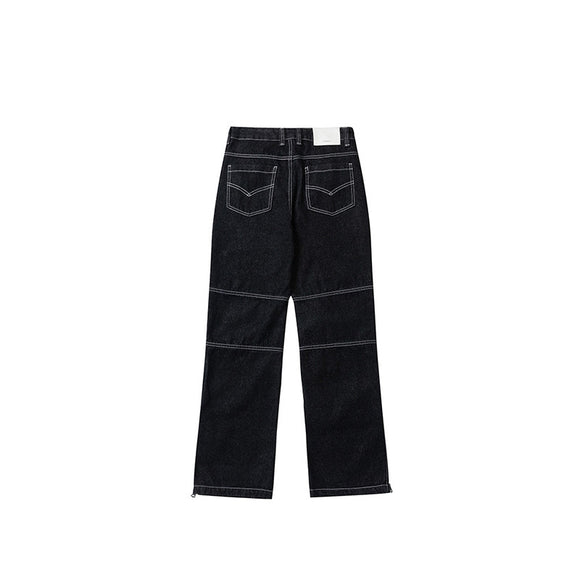 Pantalones Vaqueros Retro Holgados con Cierre Decorativo para Hombre y Mujer