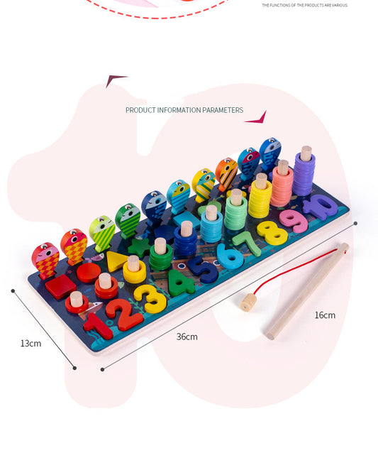 Tablero de Pesca Submarino en Madera - Puzzle Educativo de Números y Formas para Niños - Image 2