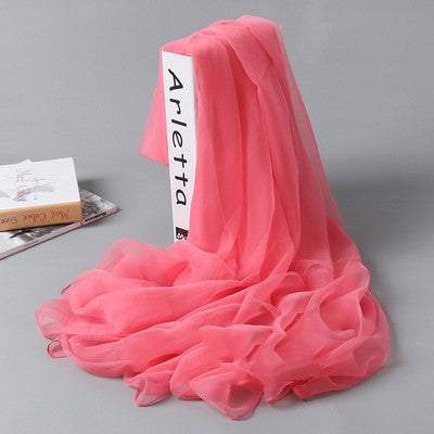 Pañuelo de Seda Largo para Mujer - Chal Playero Chifón Liso Grande - Image 7