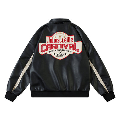 Chaqueta de Cuero Suelta con Letras Bordadas Estilo Europeo Americano - Image 22
