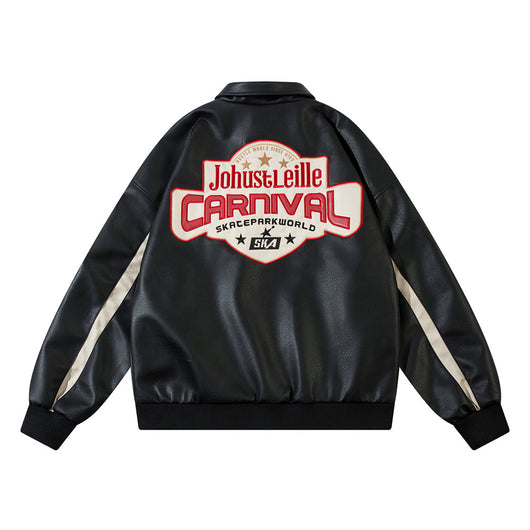 Chaqueta de Cuero Suelta con Letras Bordadas Estilo Europeo Americano - Image 22