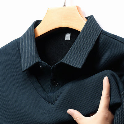 Playera Casual de Negocios con Efecto Dos Piezas y Mangas Rayadas - Image 11