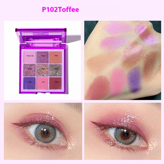 Paleta de Sombras 9 Colores con Brillo - Tonos Tierra y Naranja para Maquillaje Profesional - Image 3