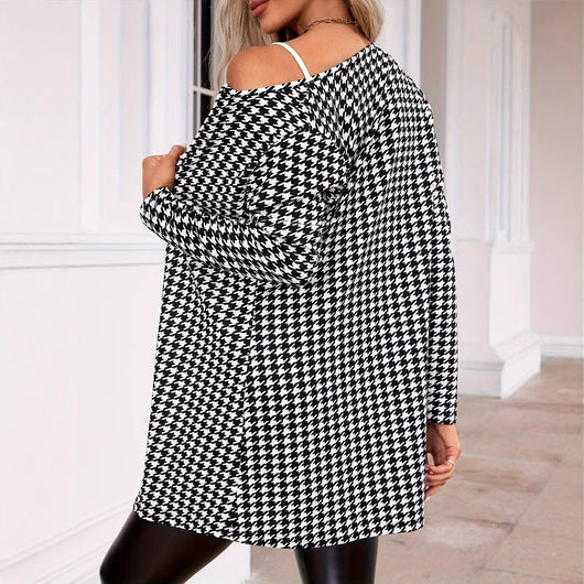 Abrigo Estampado Dos Estaciones para Mujer - Cuello Redondo Traje Pequeño - Image 19