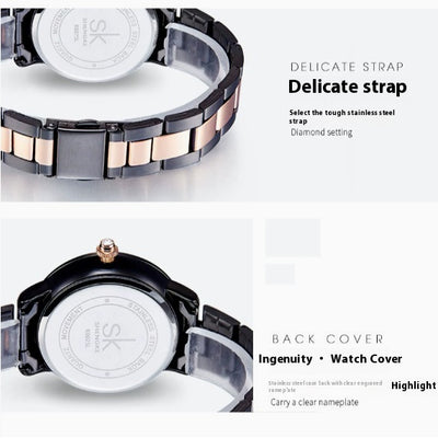 Reloj de Pulsera Shengke para Mujer - Cuarzo Lujo con Cristales - Image 8