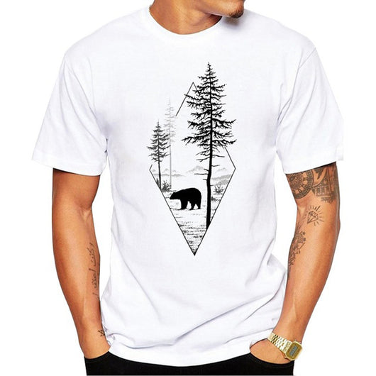 Camiseta Casual Hombre Oso del Bosque Manga Corta - Image 9