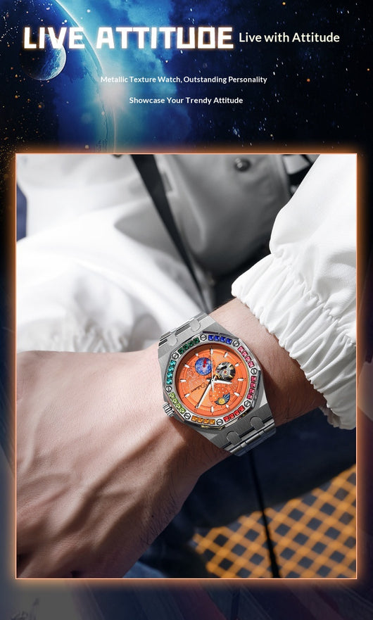 Reloj Mecánico Luminoso Impermeable Hombre - Serie Cielo Estrellado - Image 15