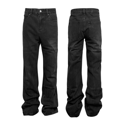 Pantalones Denim Negros Rotos con Lavado Gastado - Image 6