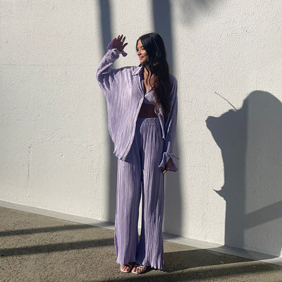 Conjunto Dos Piezas: Blusa Manga Acampanada y Pantalón Pierna Ancha - Image 12