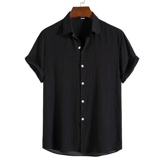 Camisa Manga Corta Cuadros Oscuros para Hombre - Image 2