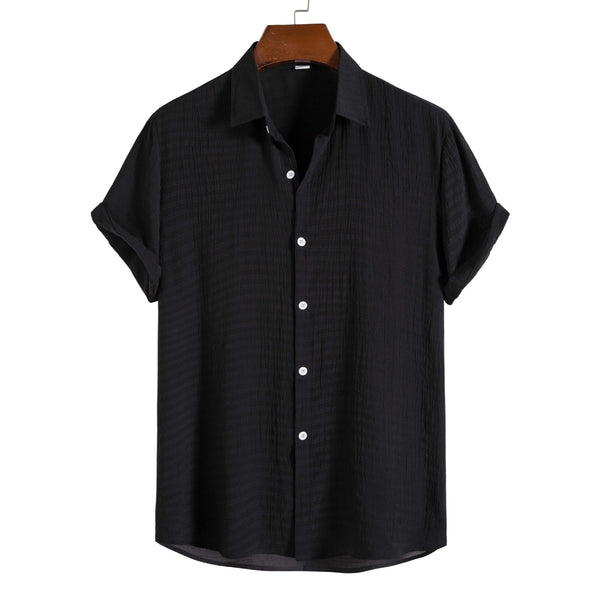 Camisa Manga Corta Cuadros Oscuros para Hombre