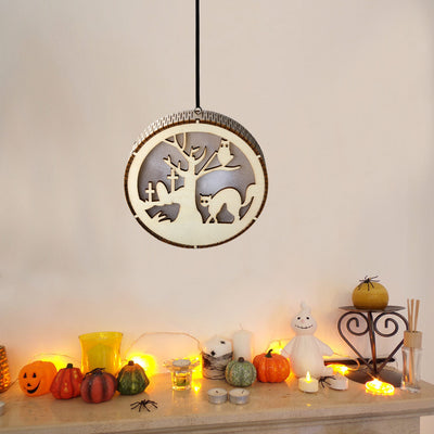 Colgante LED de Madera para Halloween - Decoración Calada a Láser - Image 4