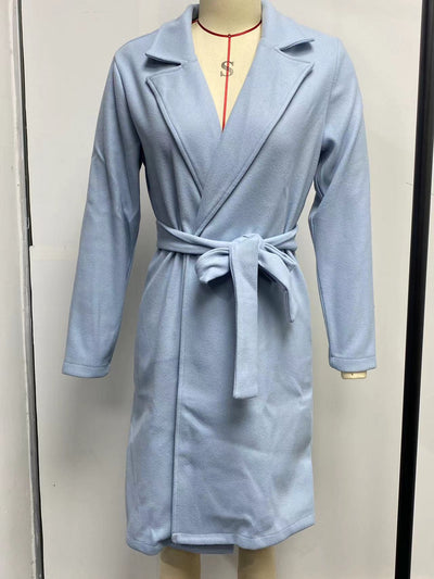Abrigo de Lana para Mujer Cuello Polo Manga Larga Color Sólido Otoño Invierno - Image 32
