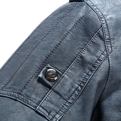 Chaqueta de Cuero Retro con Terciopelo Lavado - Image 10