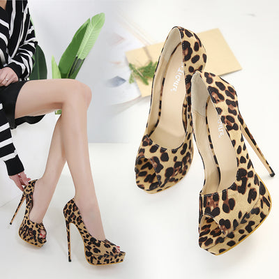 Tacones Altos Estampado Leopardo con Pico de Pez - Image 9
