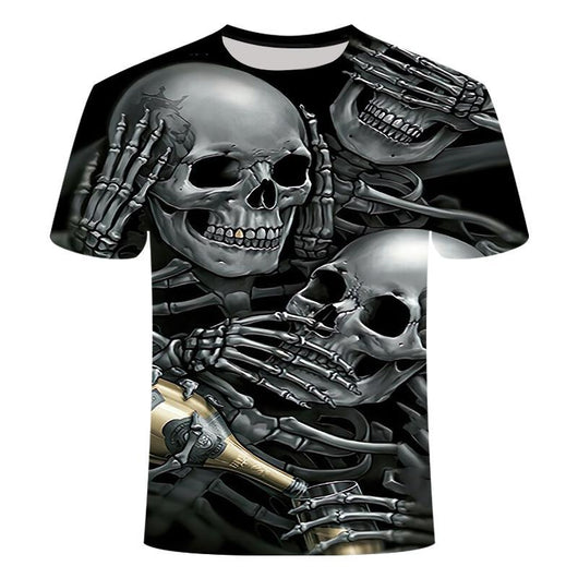 Camiseta Casual Calavera Streetwear Manga Corta para Hombre - Image 4