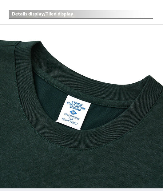 Camiseta Retro Holgada con Bordado a Máquina - Estilo Vintage Lavado para Hombre - Image 12