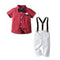 Traje Formal para Niño con Corbatín, Tirantes y Pantalón Rojo