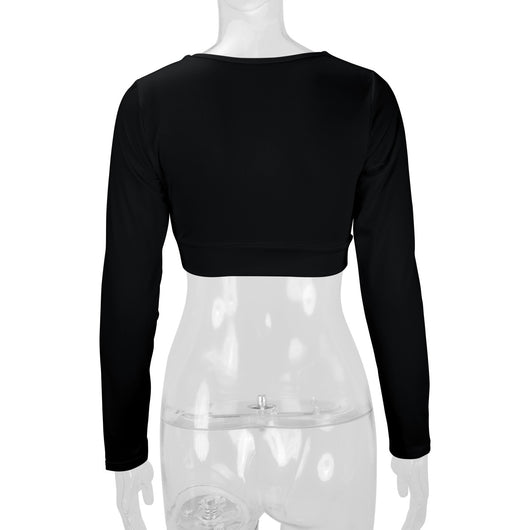 Blusa Manga Larga Entallada Cuello V Sexy para Mujer - Image 36