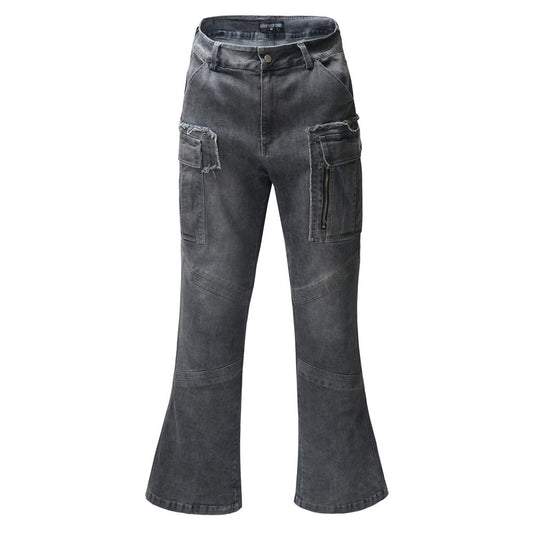 Pantalones Jeans Acampanados con Múltiples Bolsillos para Hombre - Image 2