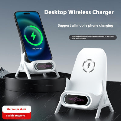 Cargador Inalámbrico con Amplificador de Sonido y Carga Automática