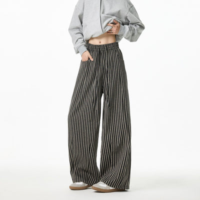 Pantalones Casuales Tejidos a Rayas con Corte Recto para Hombre - Image 7