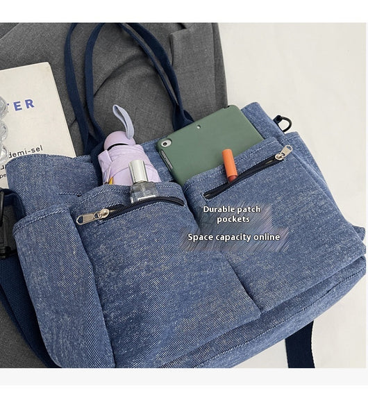 Bolso Tote de Mezclilla Retro Capacidad Extra para Mujer - Image 22