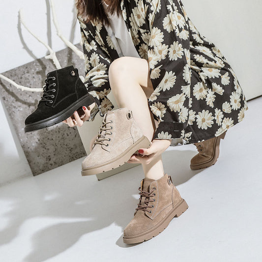 Botas Cortas de Cuero Gamuza con Suela Gruesa - Estilo Casual Trendy - Image 2