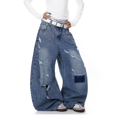 Jeans Curvy Desgastados con Parches Lavado Vintage - Image 5