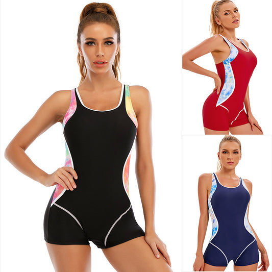 Traje de Baño Deportivo de una Pieza con Bloqueo de Color - Estilo Europeo