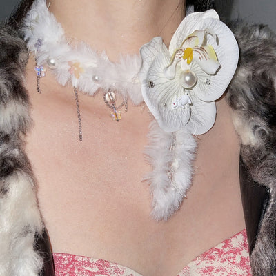 Collar Ajustable de Orquídea Phalaenopsis en Peluche Tricolor - Image 10