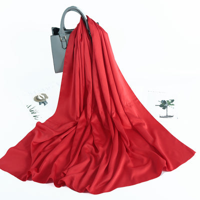 Pañuelo Satinado Liso de Estilo Malayo - Chal Casual Versátil - Image 35