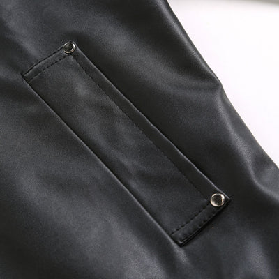 Chaqueta de Cuero para Hombre Slim Fit con Cuello de Pie y Cierre de Cremallera - Image 8