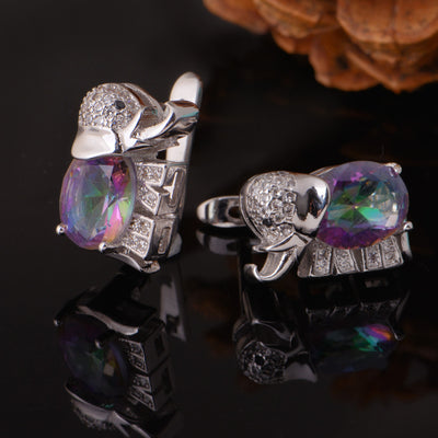 Conjunto de Joyas Elefante con Gemas Multicolores - Image 14