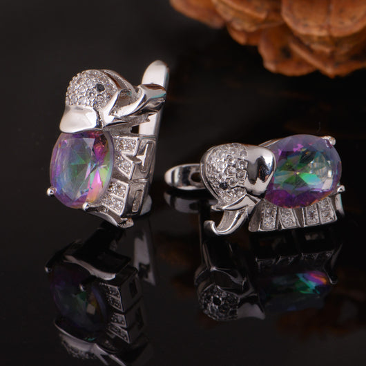 Conjunto de Joyas Elefante con Gemas Multicolores - Image 14