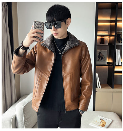 Chaqueta de Cuero Acolchada Plus Size Estilo Hong Kong para Hombre - Image 12