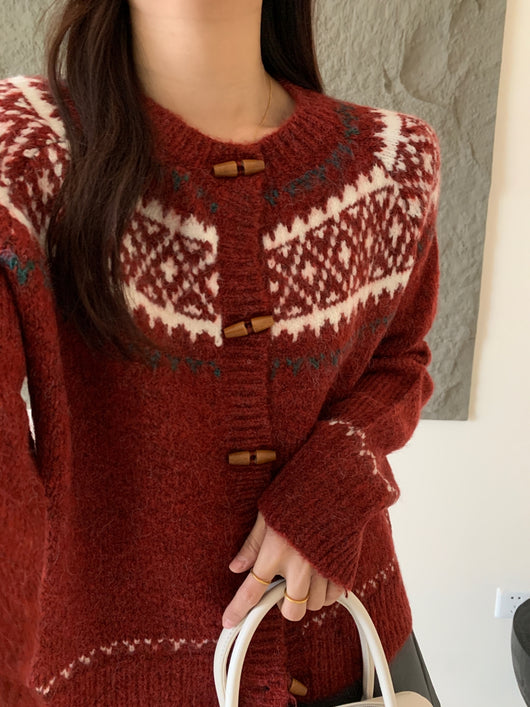 Cardigan Navideño Bicolor Reductor de Silueta para Invierno - Image 10