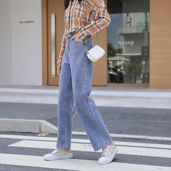Jeans Cintura Alta Mujer Recto Holgado