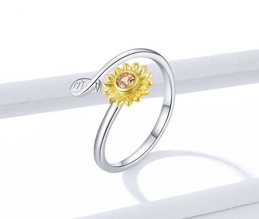 Anillo Ajustable Flor Margarita Plata Fina para Mujer - Image 2