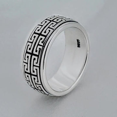 Anillo de Plata Tailandesa para Parejas con Patrón de la Gran Muralla - Image 6