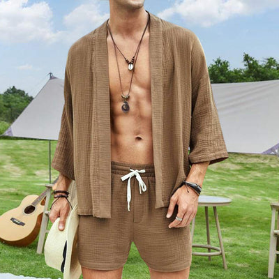 Conjunto Holgado de Camisa y Shorts - Dos Piezas Casual