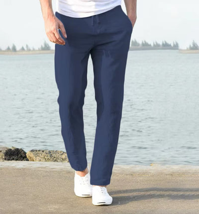 Pantalones de Lino y Algodón con Cintura Elástica Ajustable para Hombre - Image 6