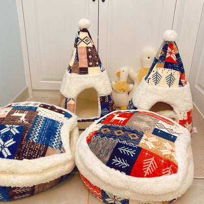 Cama Térmica de Lana para Gatos - Nido Acogedor Año Nuevo