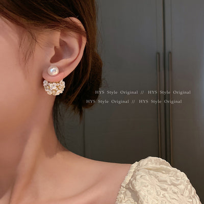Aretes de Perla Floral Tipo Concha Francés para Mujer - Image 4