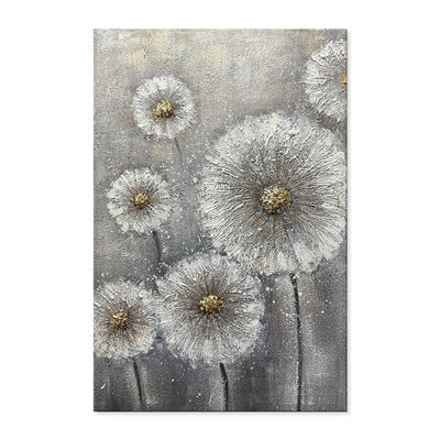 Cuadro Óleo Texturizado Flores Blancas sobre Lienzo Gris - Arte Moderno para el Hogar - Image 6