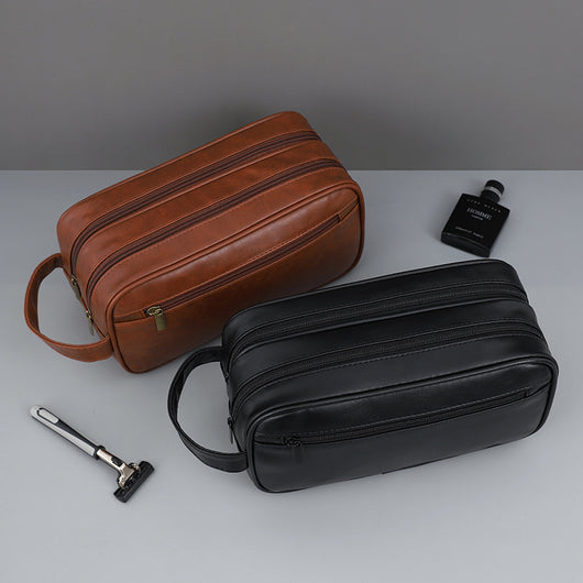 Bolsa de Aseo Viaje Doble Compartimento Cuero PU Hombre - Image 11