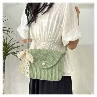 Bolsa Tejida de Algodón con Cuerda - Estilo Casual Artesanal para Verano - Image 23